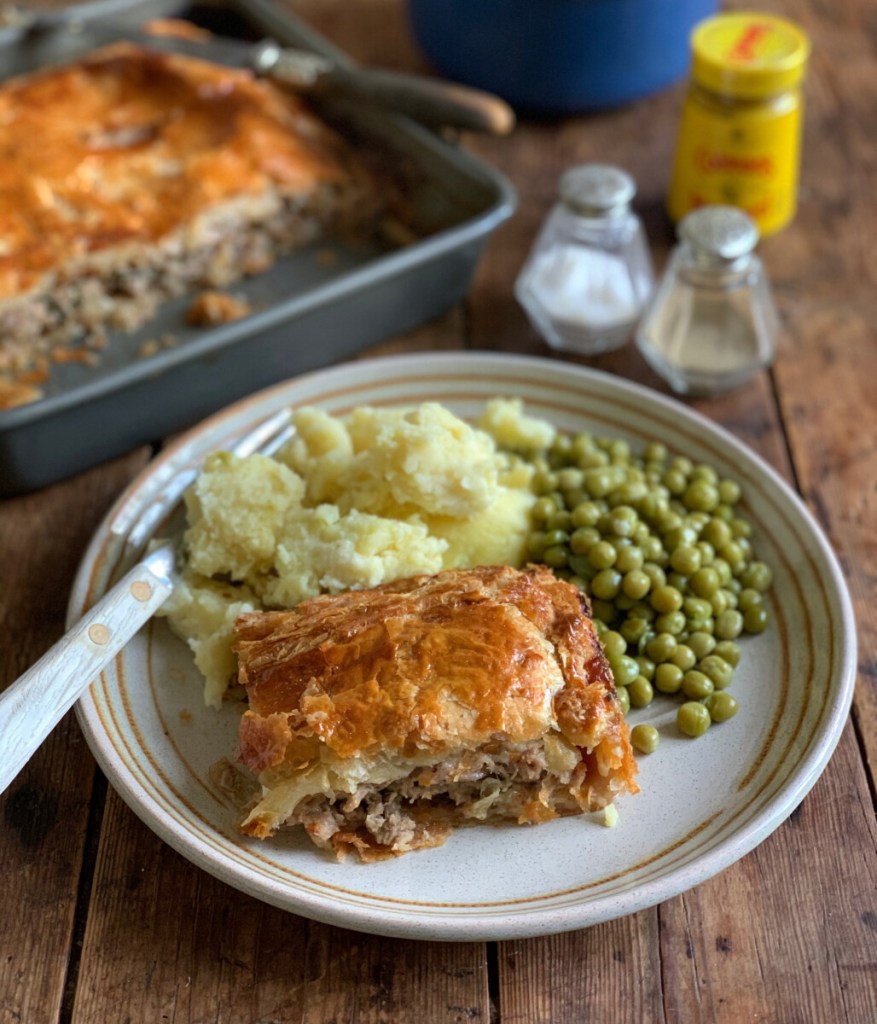 Sausage and Onion Puff Pastry Pie