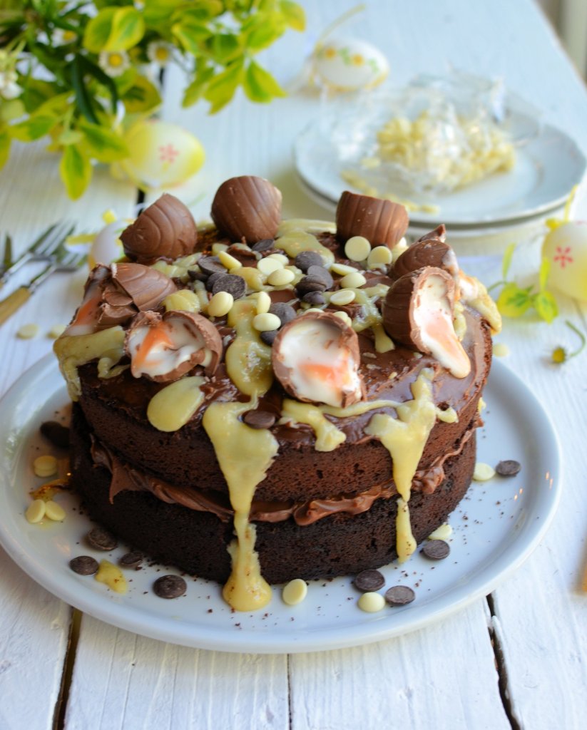 A BIG Easter Cake! Creme Egg Chocolate Drizzle Cake
