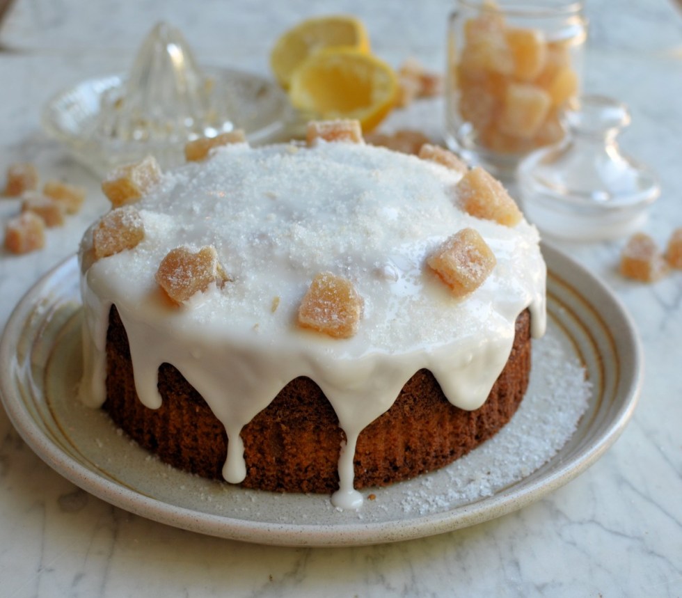 Frosted Ginger Cake with Crystallised Ginger