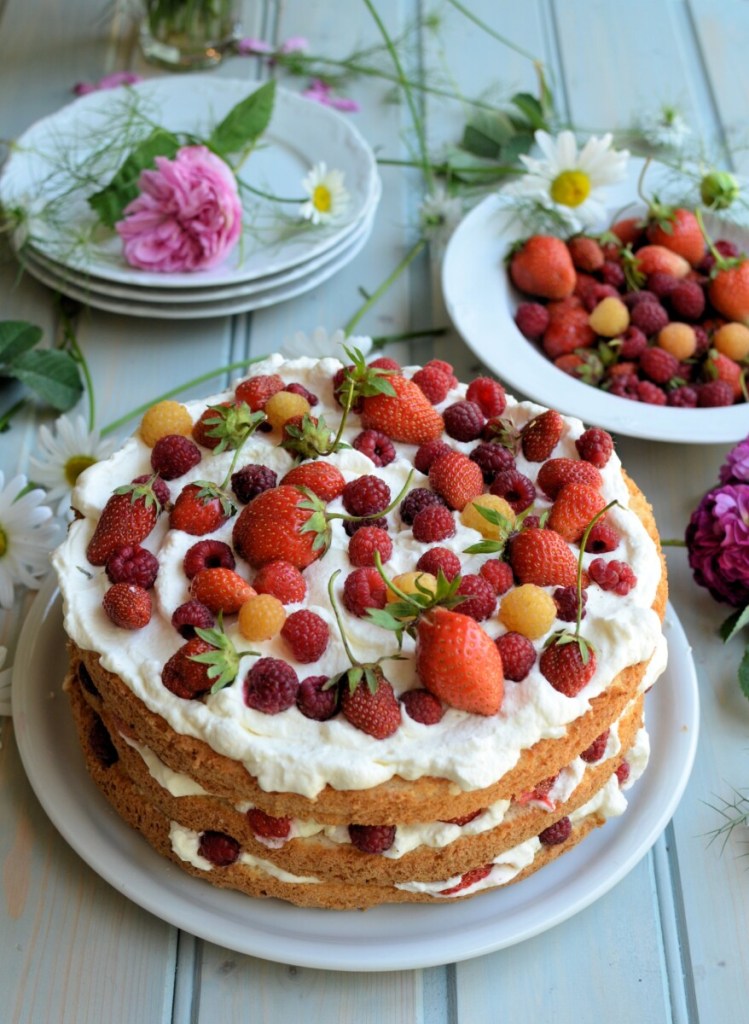 Swedish Midsummer Cake with Berries and Cream