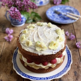 Lemon & Elderflower Cake with Raspberries