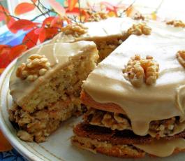 Maple Syrup Walnut Layer Cake with Fudge Frosting 