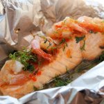 Chilli, Garlic & Lime Barbecued Salmon Parcels with Prawns